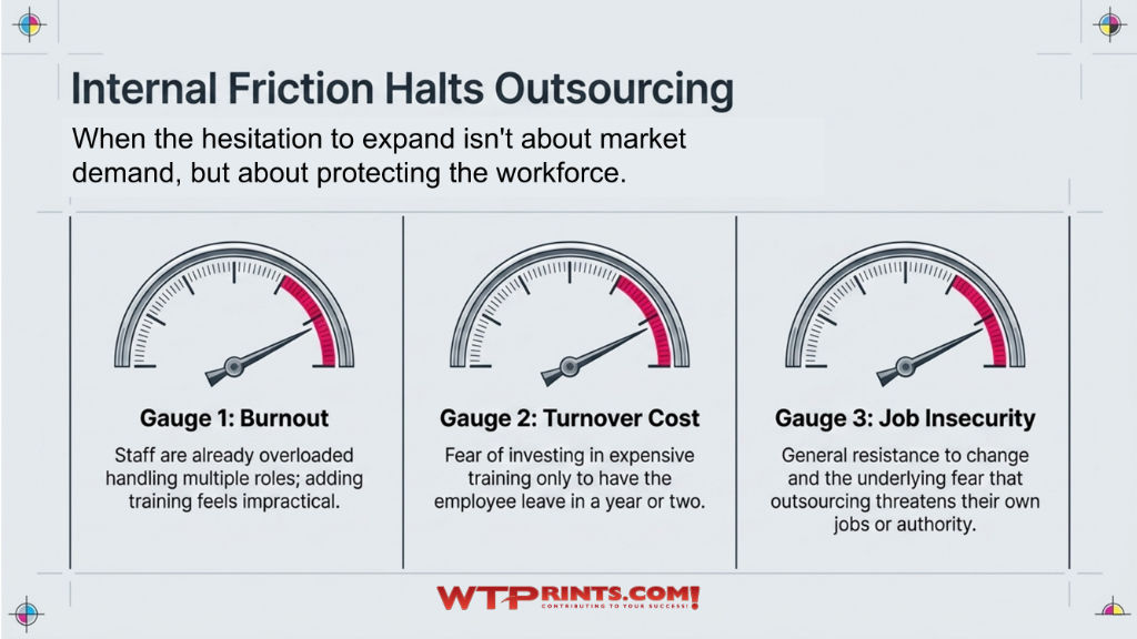 Illustration of friction points in outsourcing