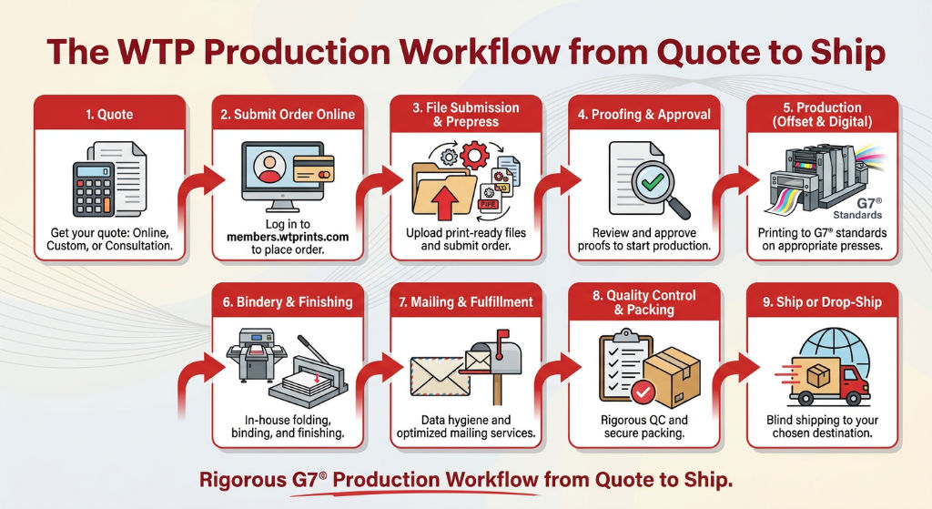 Illustration of the WTP print production workflow