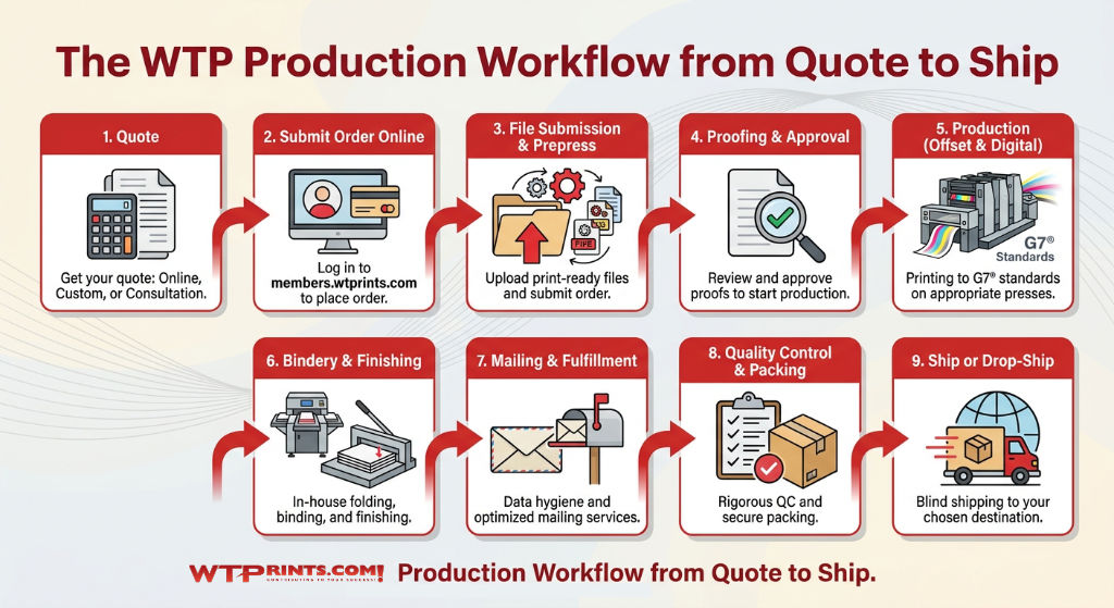 WTP print production workflow illustration