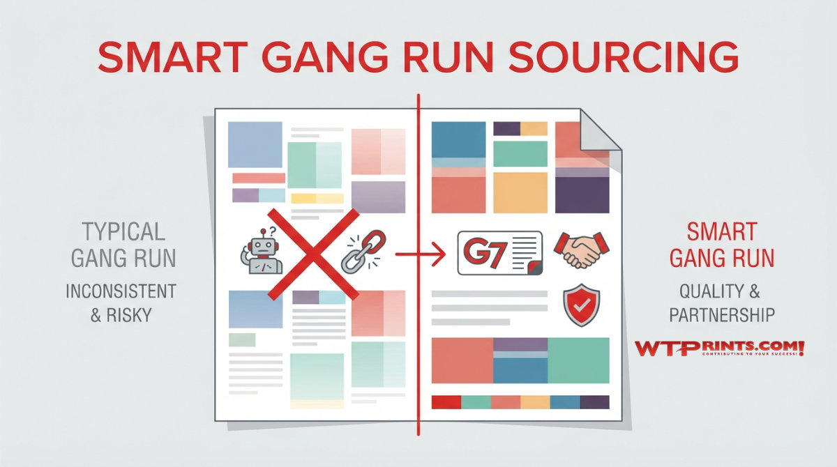 Illustration of gang run sourcing concept
