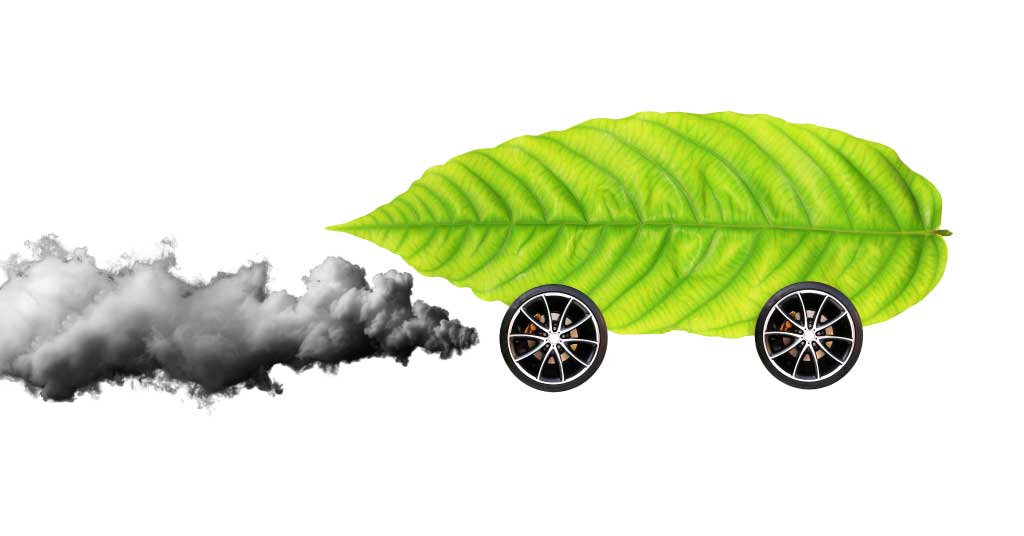 signs of greenwashing - green car emitting pollution